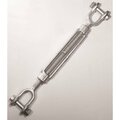 Baron Mfg Co 19-3/8X6 Turnbuckle, 1200 Lb Working Load, 3/8 In Thread, Jaw, Jaw, 6 In L Take-Up, Galvanized Steel 19386